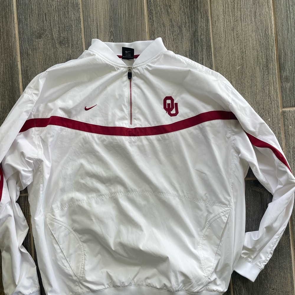 White Nike Quarter Zip Pullover Sweater Oklahoma gear